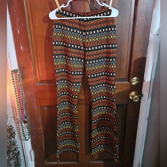 Zara Jacquard Flared Pants And Top Set Size M - Picture 4 of 6